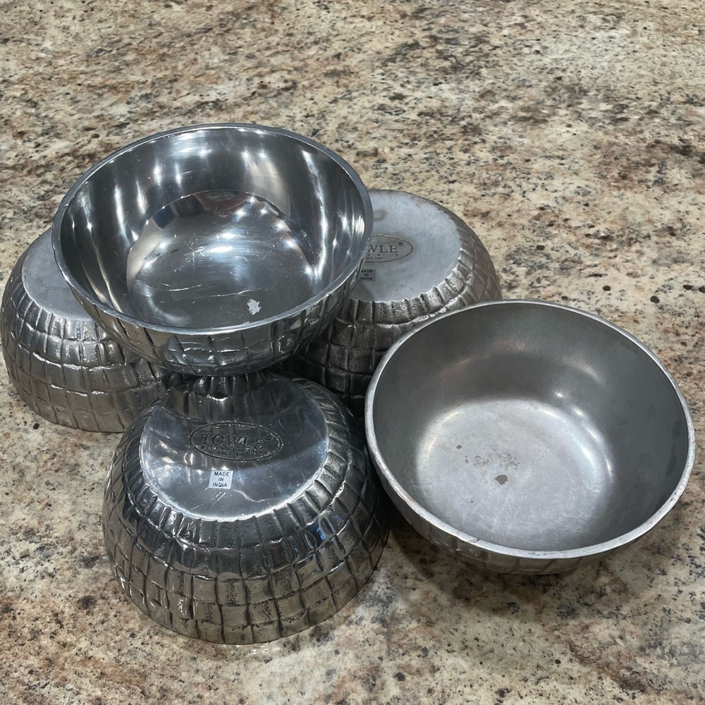 Set of 5 Towle Silversmith Candy/Nut Bowls Hammered Silver-plated Basket Weave
